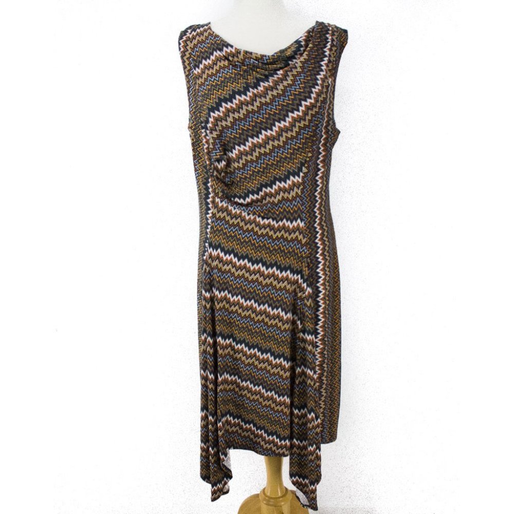 Fit Flare Womens Dress XL Chevron Pattern Multi
